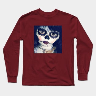 Somber Sugar Skull Girl Long Sleeve T-Shirt